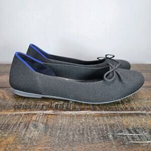 NEW Rothys The Ballet Flat Bow Womens 10.5 Flats Slip On Ballet Shoes Black